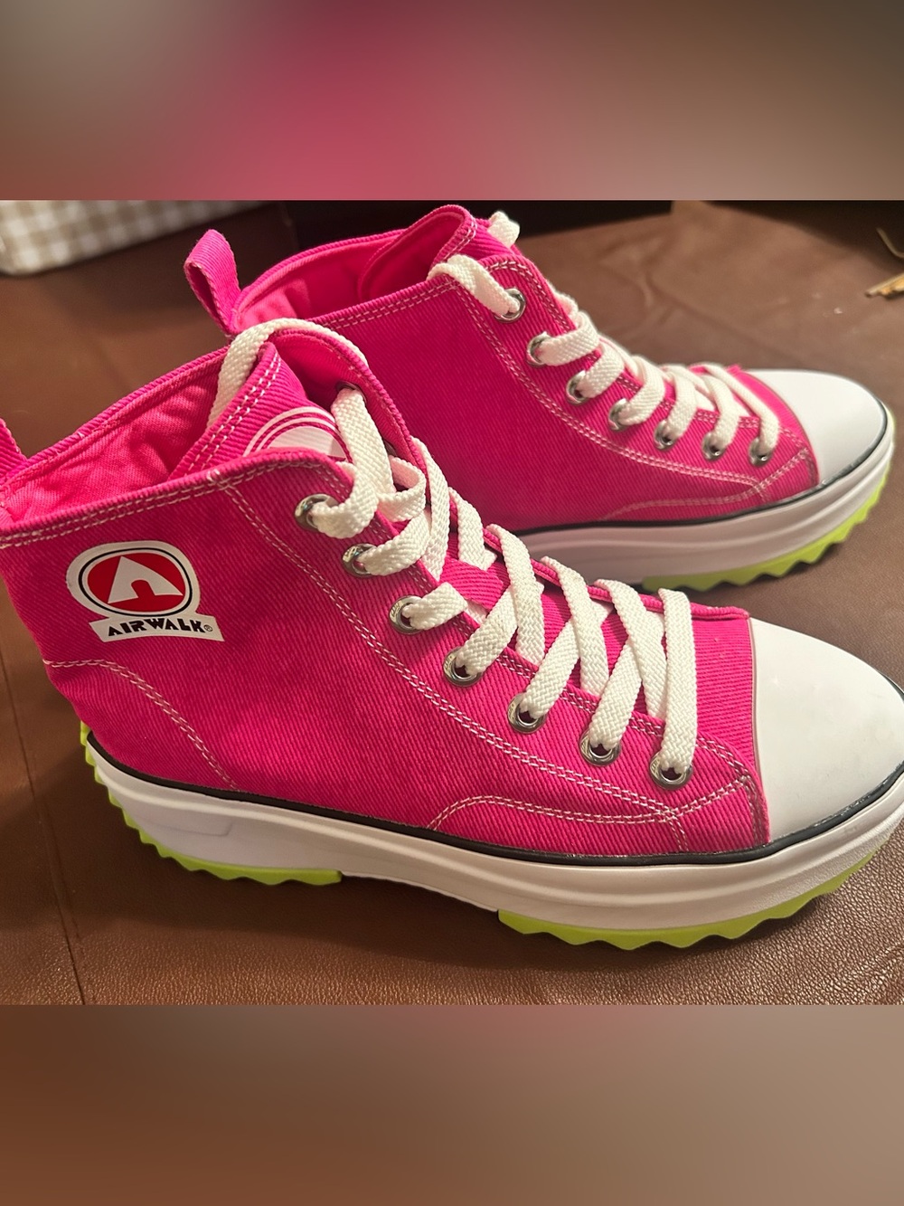 NEW Airwalk Women’s Hot Pink & Lime Green High-Top Platform Sneakers
